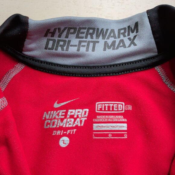 Nike Pro Combat Hyperwarm Dri-Fit Max Shirt Mens L Fitted 1/4 Zip Long Sleeve - Picture 4 of 14